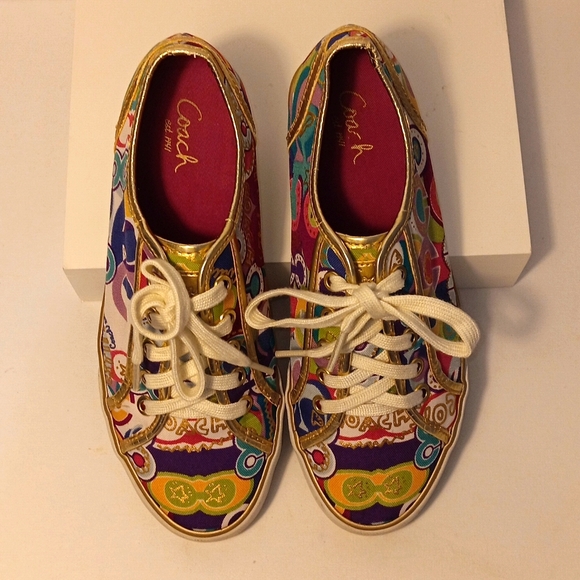 Coach Women's 7 B Multi Colored Canvas DEE 1941 Sneakers - Picture 3 of 6